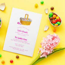 Illustrated Basket and Egg Pink Easter