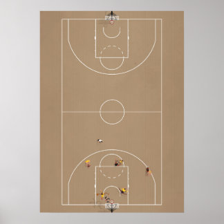 Illustrated Basketball Court from above Poster