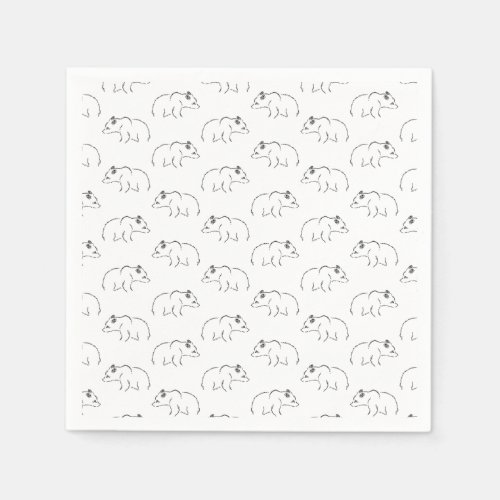 Illustrated Bear Pattern CUSTOM BACKGROUND COLOR Napkins