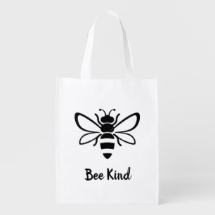 Illustrated bee grocery bag