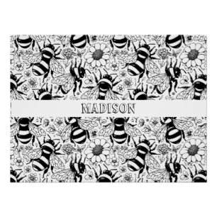 Illustrated Bee Pattern Personalized Coloring Poster