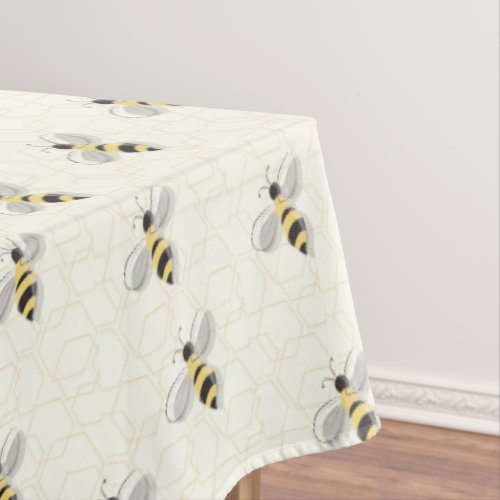 Illustrated Bees Yellow Black Insect Animal Tablecloth