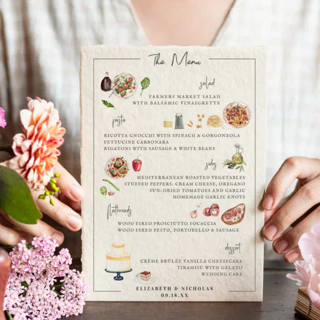 Illustrated Bespoke Wedding Menu Zazzle