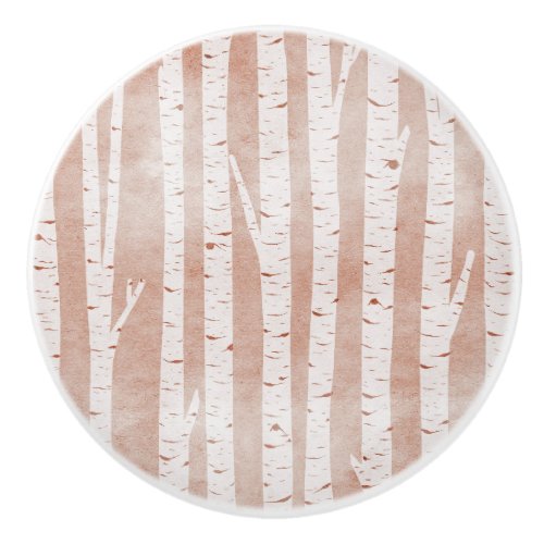 Illustrated Birch Trees Ceramic Knob