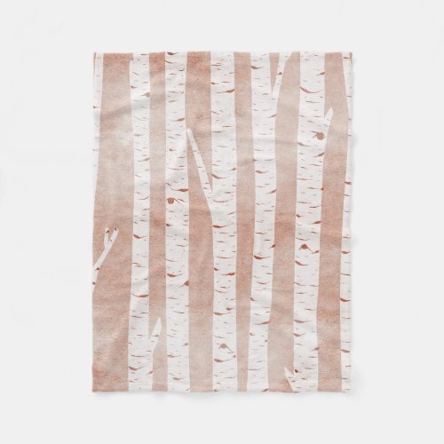 Illustrated Birch Trees Fleece Blanket