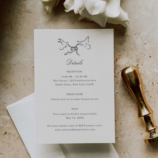 Illustrated Birds Whimsical Wedding Details Enclosure Card (Creator Uploaded)