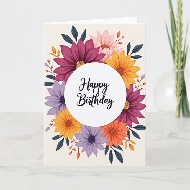 Illustrated Birthday Bloom Card (Front)