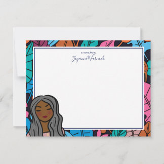 Illustrated Black Lady with Gray Hair Note Card