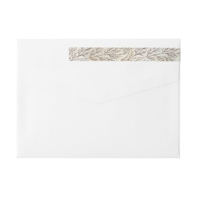 Illustrated Branches Woodland Holiday Christmas Wrap Around Label (Back)