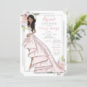 Illustrated Bride Floral Bridal Shower Invitation (Standing Front)