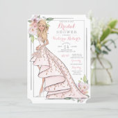 Illustrated Bride Floral Bridal Shower Invitation (Standing Front)