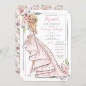 Illustrated Bride Floral Bridal Shower Invitation (Front/Back)