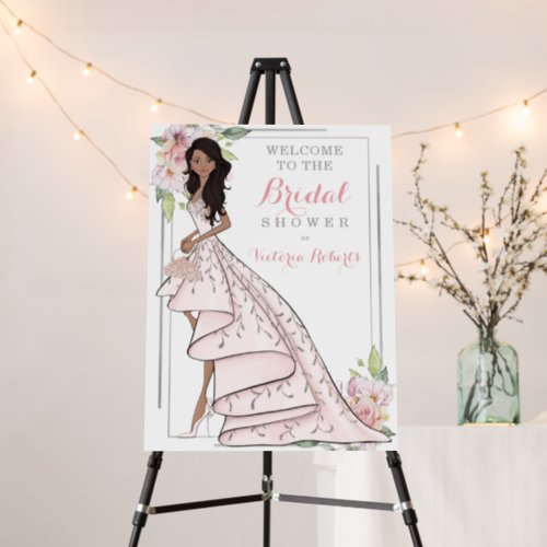 Illustrated Bride in Gown Welcome Sign