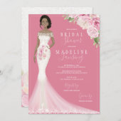 Illustrated Bride in Lace Gown Bridal Shower Invitation (Front/Back)