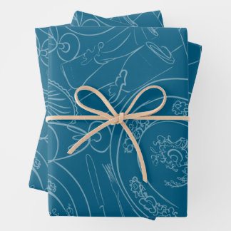 Illustrated Brunch Tablescape Wrapping Paper Sheets