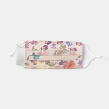 Illustrated Butterfly Botanical For Her Adult Cloth Face Mask by paintedcottage at Zazzle