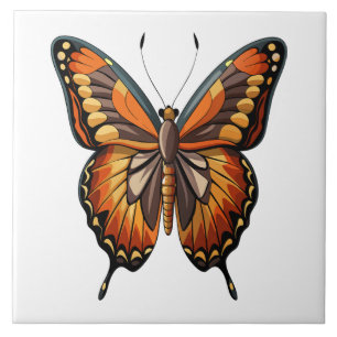 Illustrated butterfly ceramic tile