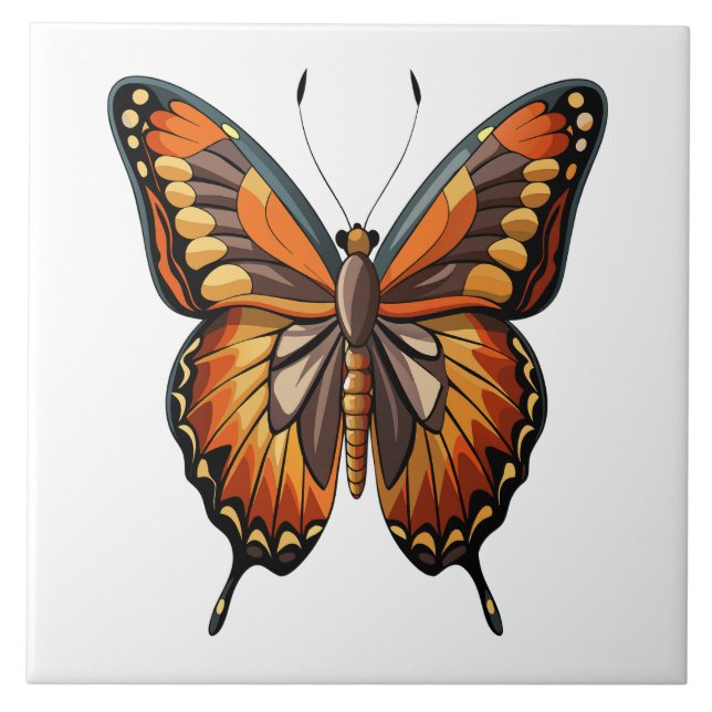 Illustrated butterfly  ceramic tile (Front)
