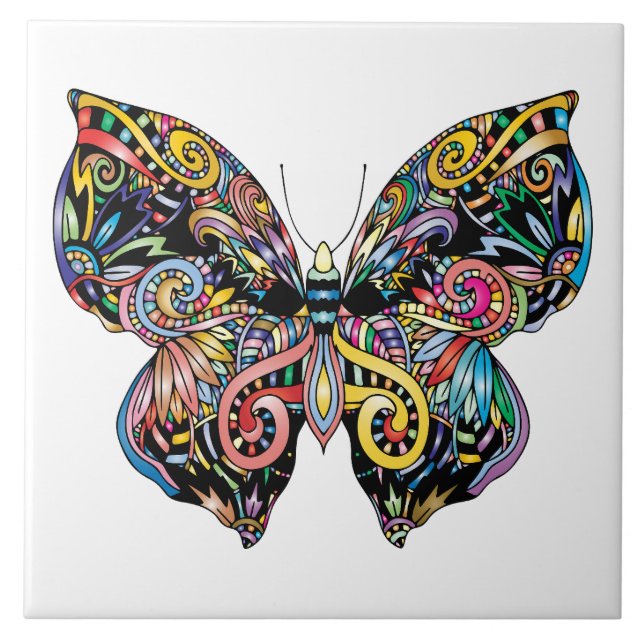 Illustrated butterfly  ceramic tile (Front)