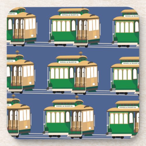 Illustrated Cable Car Pattern Coaster