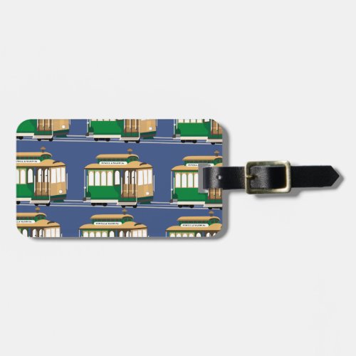 Illustrated Cable Car Pattern Luggage Tag