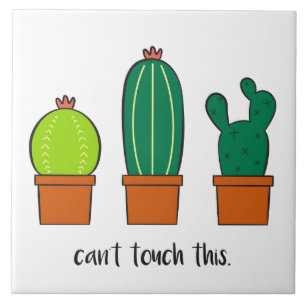 Illustrated Cactus Ceramic Tile