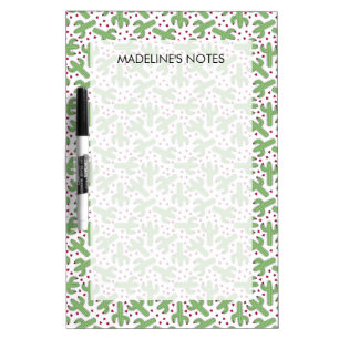Illustrated Cactus & Pink Flowers Pattern Dry-Erase Board