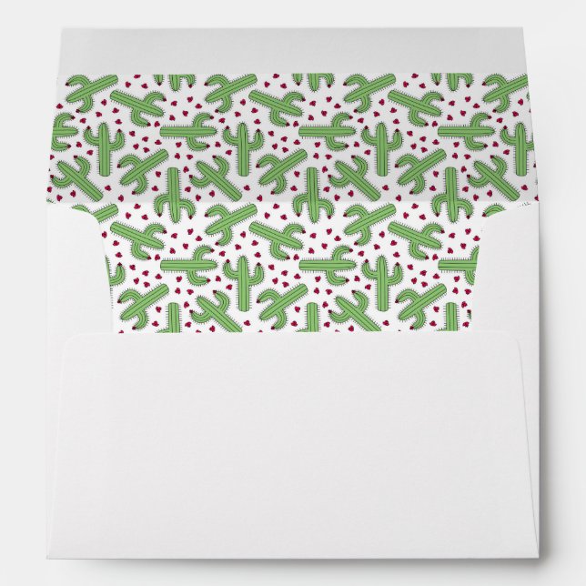 Illustrated Cactus & Pink Flowers Pattern Envelope (Back (Bottom))