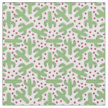 Illustrated Cactus &amp; Pink Flowers Pattern Fabric