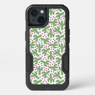 Illustrated Cactus & Pink Flowers Pattern iPhone 13 Case