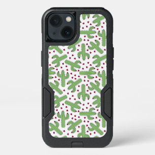 Illustrated Cactus & Pink Flowers Pattern iPhone 13 Case