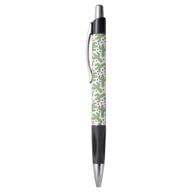 Illustrated Cactus & Pink Flowers Pattern Pen (Top (Vertical))