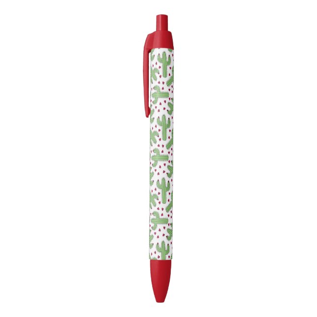 Illustrated Cactus & Pink Flowers Pattern Pen (Top (Vertical))