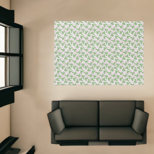Illustrated Cactus  Pink Flowers Pattern Rug