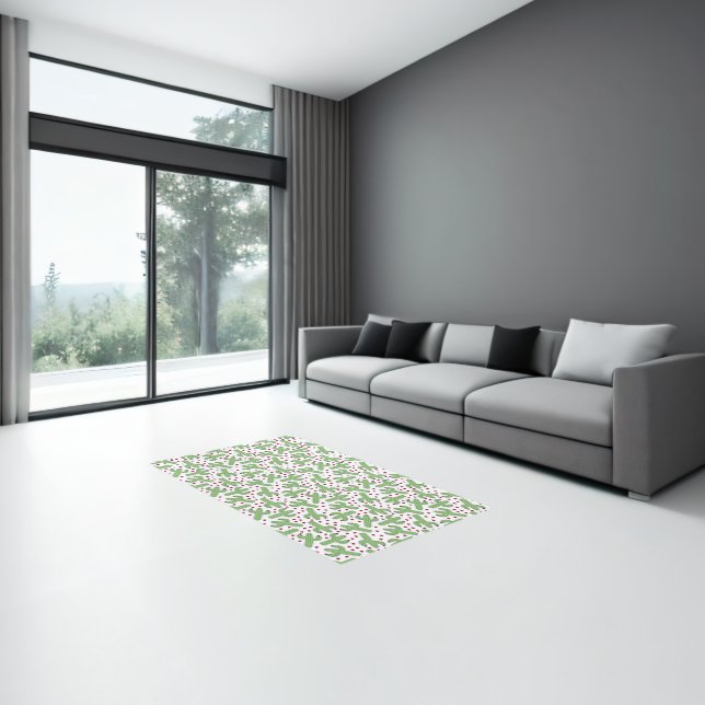 Illustrated Cactus & Pink Flowers Pattern Rug (Insitu (Indoor 3))