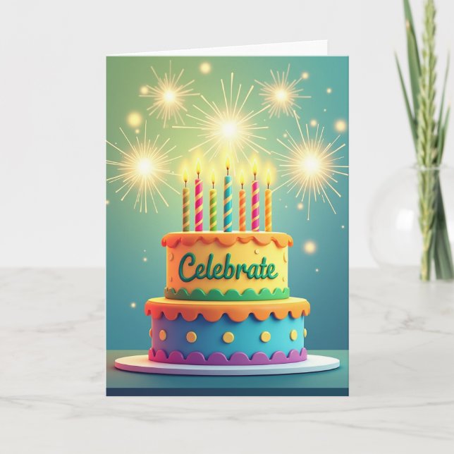 Illustrated Cake Birthday Card (Front)