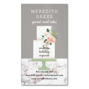 Illustrated Cake Designer Wedding Events Planner Business Card Magnet
