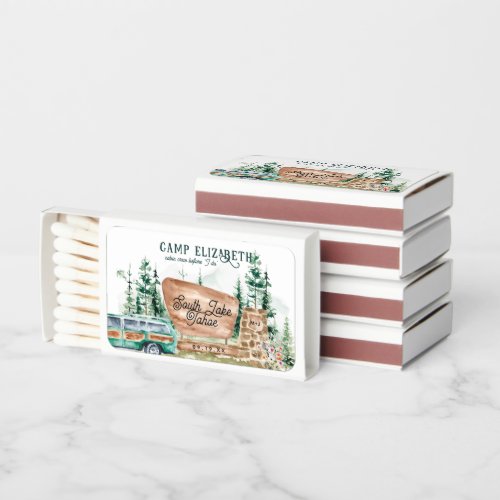 Illustrated Camping  Bachelorette Bridesmaid Matchboxes