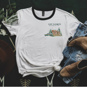 Illustrated Camping   Bachelorette Bridesmaid T-Shirt