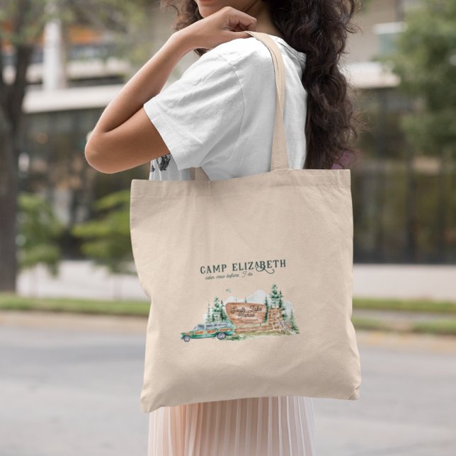 Illustrated Camping | Bachelorette Bridesmaid Tote Bag (Creator Uploaded)