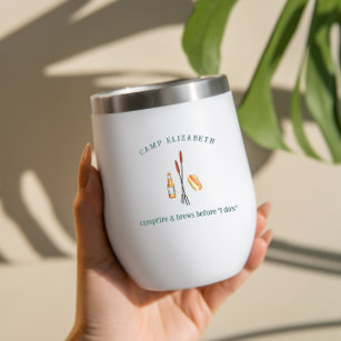 Illustrated Camping   Bachelorette Thermal Wine Tumbler