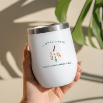 Illustrated Camping | Bachelorette Thermal Wine Tumbler by IYHTVDesigns at Zazzle