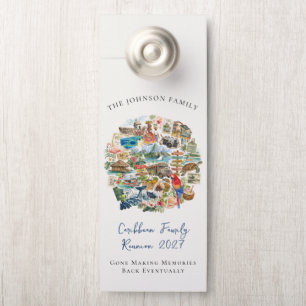 Illustrated Caribbean Family Reunion Door Hanger