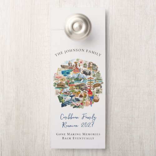 Illustrated Caribbean Family Reunion Door Hanger