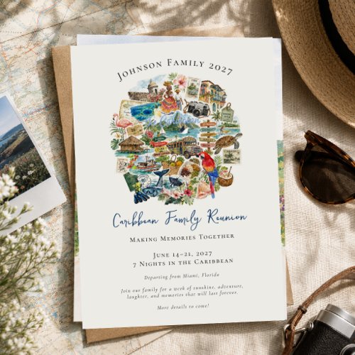 Illustrated Caribbean Family Reunion Invitation