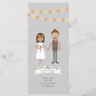 Illustrated Cartoon Couple Portrait Wedding Program
