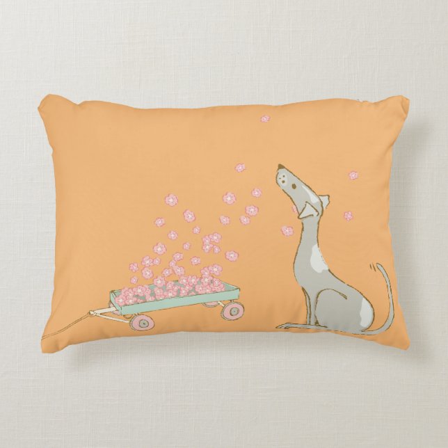 Illustrated Cartoon Dog Accent Pillow (Front)