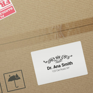 Illustrated cat veterinary profession business label