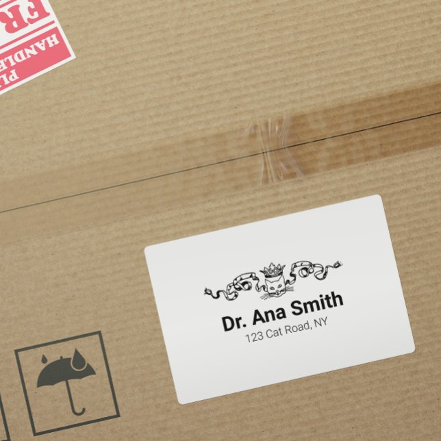 Illustrated cat veterinary profession business label (Creator Uploaded)