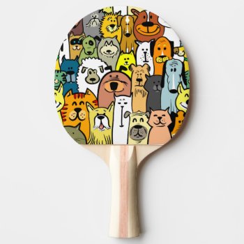 Illustrated Cats And Dogs Ping Pong Paddle by paul68 at Zazzle